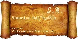 Simonics Mátyás névjegykártya