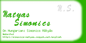 matyas simonics business card